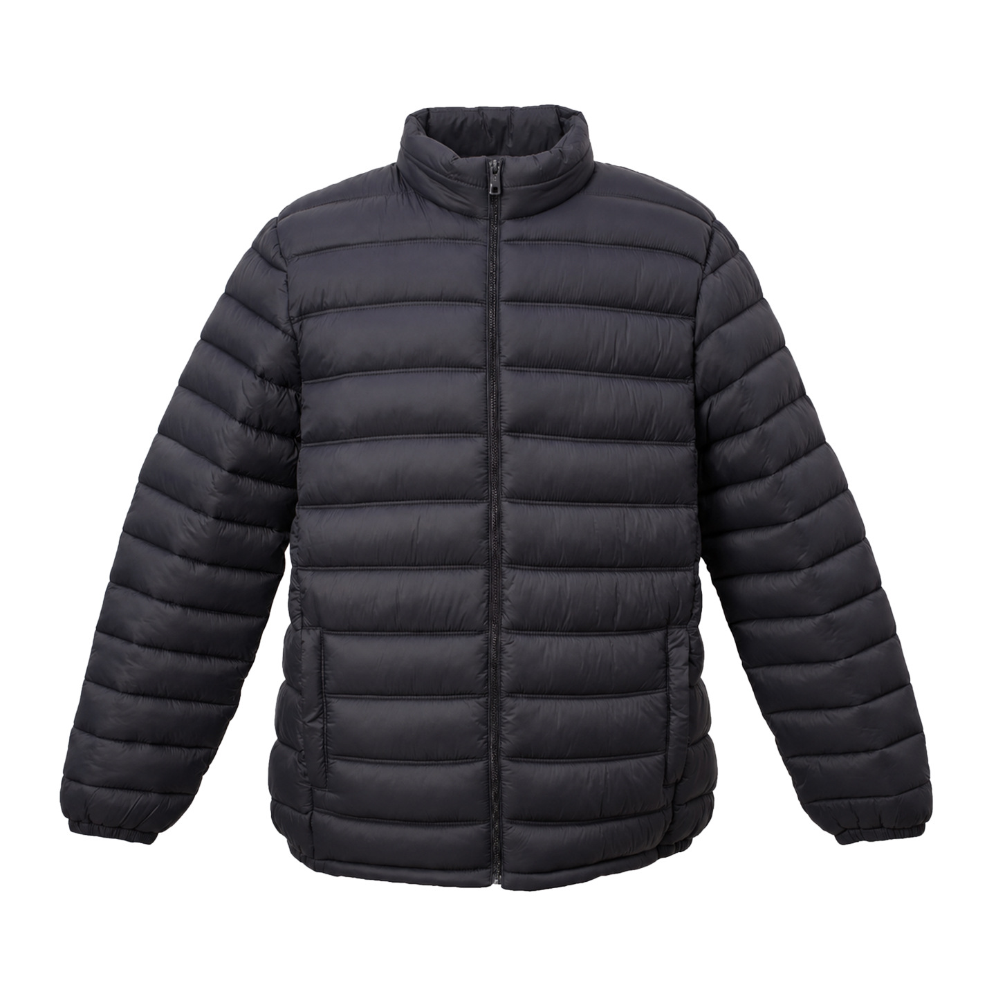 Chaqueta Acolchada Corta con Cuello Alto de Poliéster Térmico Con Cierre de Cremallera para Otoño e Invierno