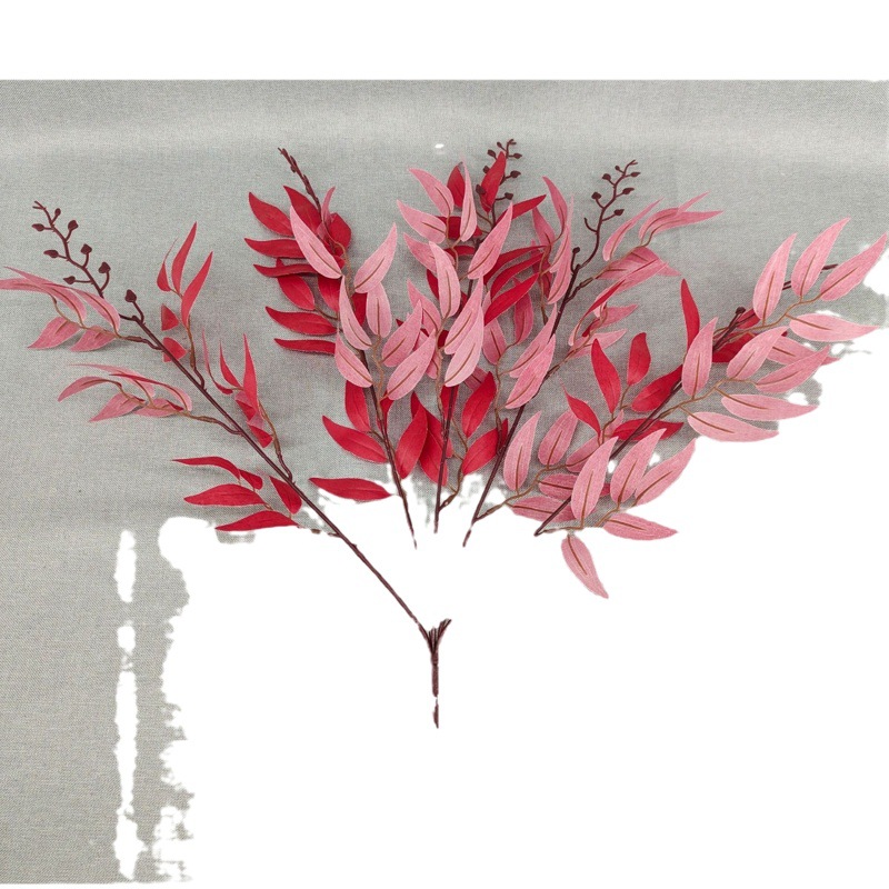 Artificial 5-Tenedor Hoja de Sauce Hoja de Langosta Planta artificial salón de bodas arreglo de flores Pantalla de hoja verde conjunto decoración flor falsa