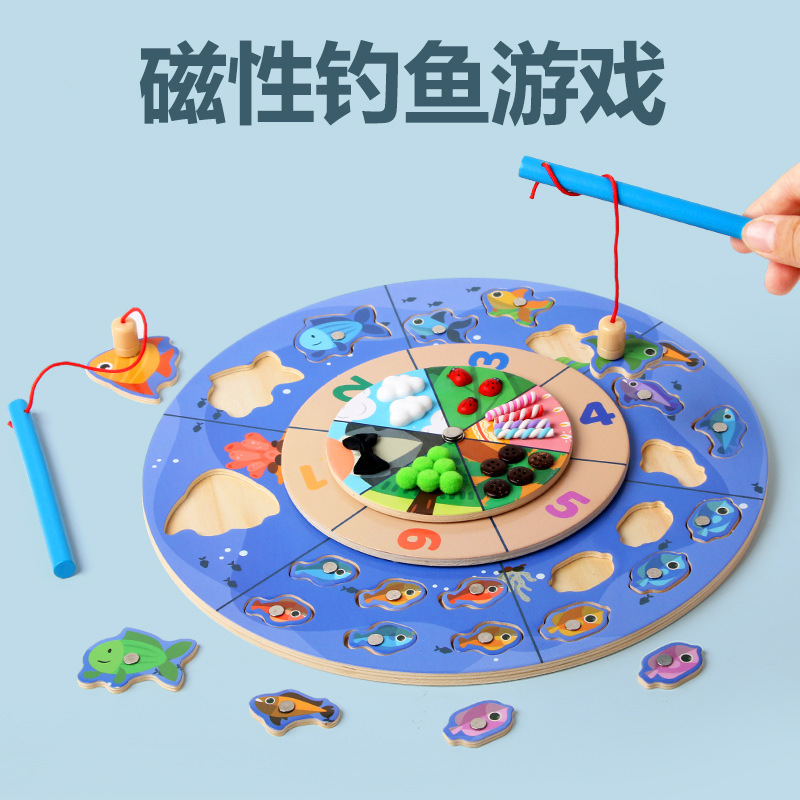 Juguetes de plataforma giratoria de pesca digital magnética multifuncional para niños pequeños Educación temprana Desarrollo educativo Regalos para bebés Interacción entre padres e hijos