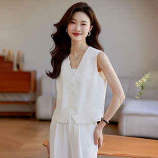 White Suit Vest Women's Outer Wearing Vest 2024 New Spring and Summer Sleeveless Waistcoat Suit