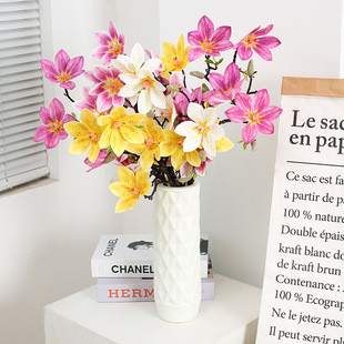 Mengsong Ready-Made Artificial Flowers Cross-Border Magnolia Fake Flowers Vase Flower Arrangement Ornaments Decoration Wedding Scene Wholesale