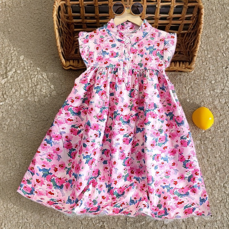 Summer Girls Floral Dress A-Line Cute Princess Dress Kidsren's Puffy Skirt Baby Girl Summer Dress