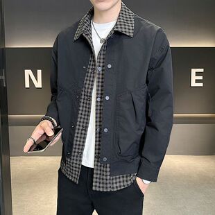 Popular Fake Two-Piece Jacket for Men in Spring, Autumn and Winter New Trendy Design Splicing Casual Thickened Warm Jacket