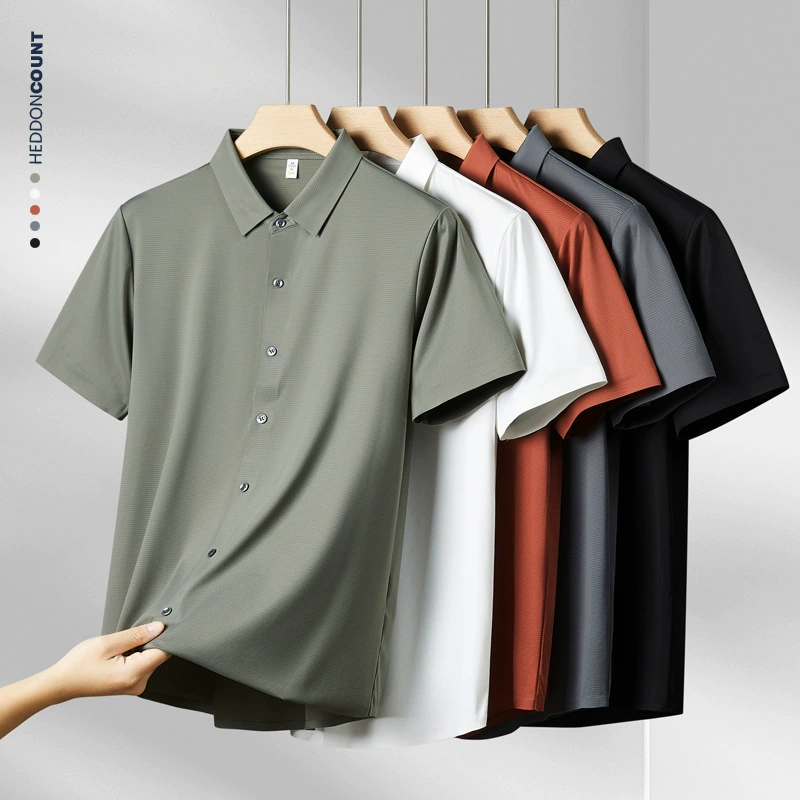 Летняя рубашка с короткими рукавами из шелка без следов