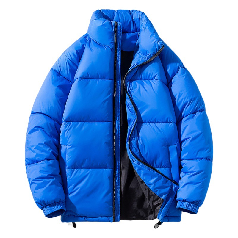 Abrigo de algodón acolchado abrigo de los hombres abrigo de invierno dobladillo ajustable abrigo de algodón acolchado estilo coreano suelto color sólido collar de pie engrosada chaqueta juvenil abrigo de algodón acolchado