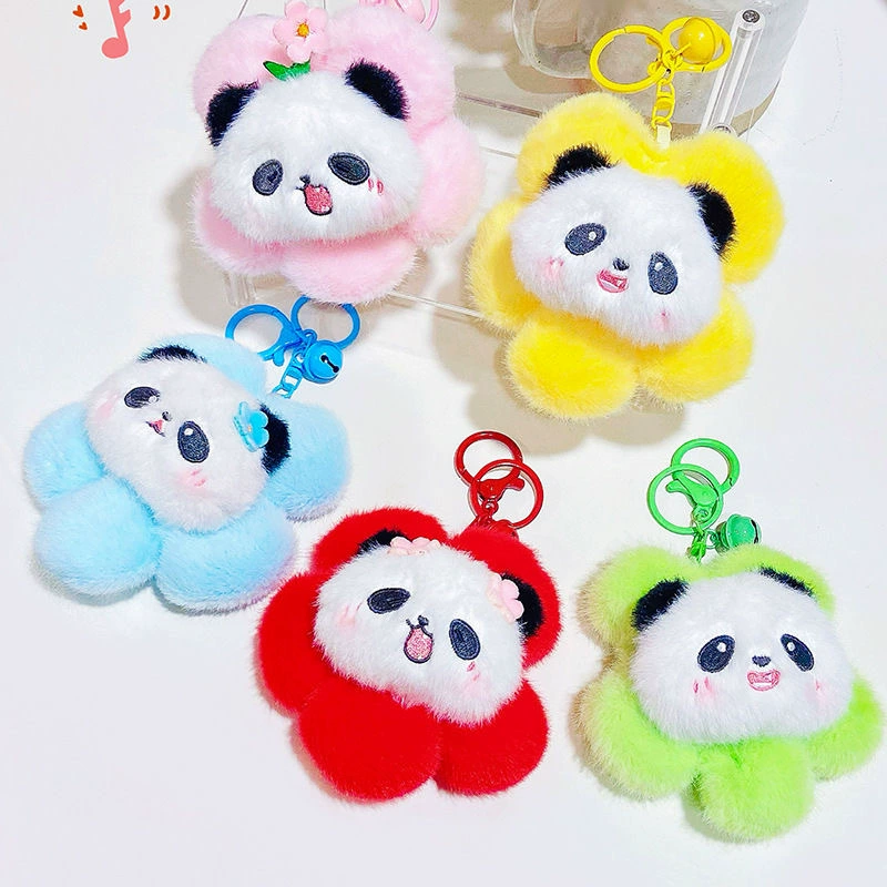 Милая гигантская панда цветочная плюшевая сумка брелок мультфильм подсолнух панда лицо куклы куклы украшения оптом