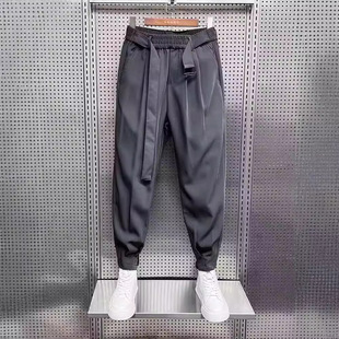 Nine-point Casual Pants Men's Spring and Summer 2024 Ins Fashion Brand Dipper Pants Ice Silk Pants High-grade Haren Pants
