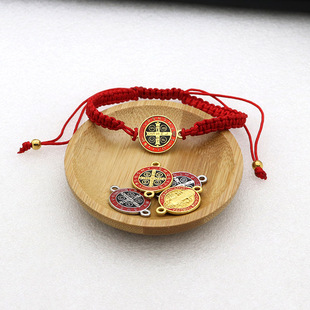 Cross-border supply in stock supply double hanging color double-sided vintage rosary pendant DIY bracelet jewelry accessories
