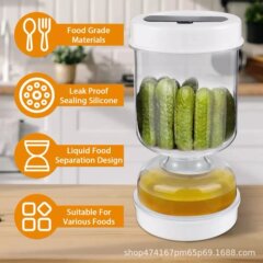 新品跨境厨房家用腌菜干湿分离泡菜罐橄榄容器带叉食品密封收纳罐