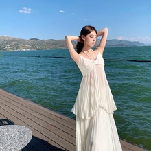 挂脖雪纺衫吊带套装春季新款甜美高级感半身裙两件套