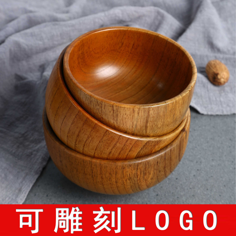 Japanese-Style Jujube Wood Bowl for Children, Babies, and Adults, Large Soup Bowl, Wooden Bowl, Tableware, Instant Noodle Bowl, Wooden Custom Logo