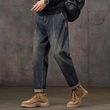 2025新款潮流锥形宽松直筒运动工装长裤美式秋冬季复古男士牛仔裤