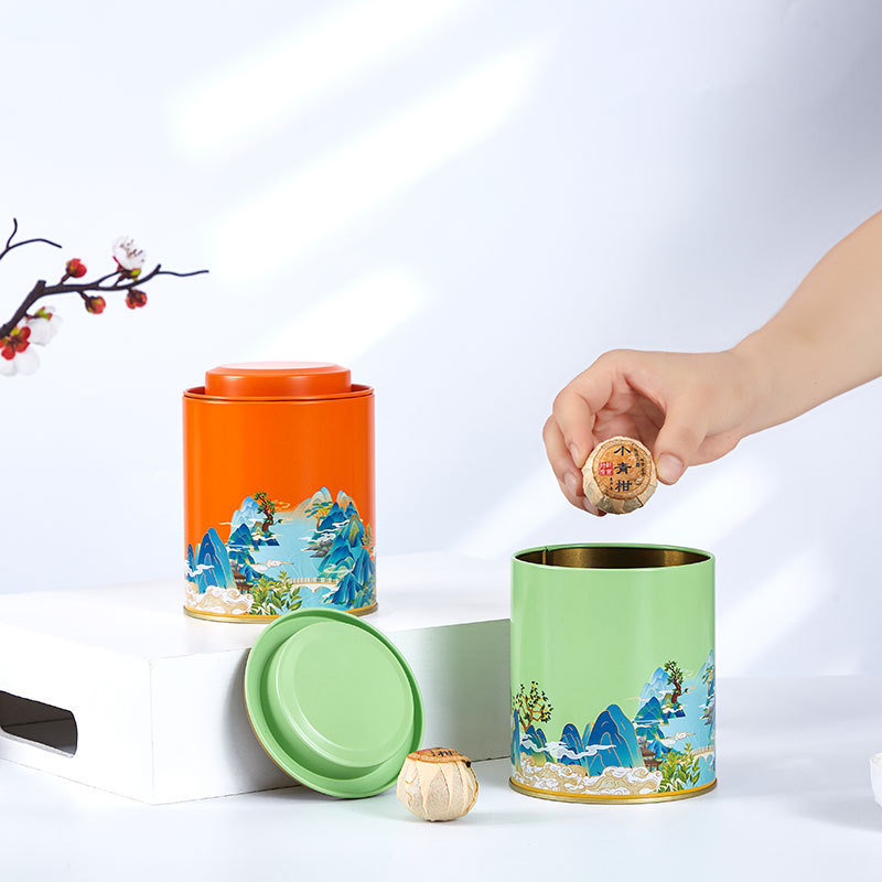 茶叶铁罐马口铁罐子圆形红茶绿茶小青柑包装罐批胶印工艺密封