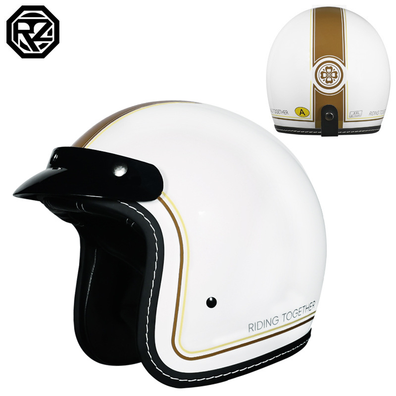 Orz casco de motocicleta para hombres y mujeres certificado 3C 3/4 casco retro medio casco locomotora viajero cuatro estaciones Bluetooth
