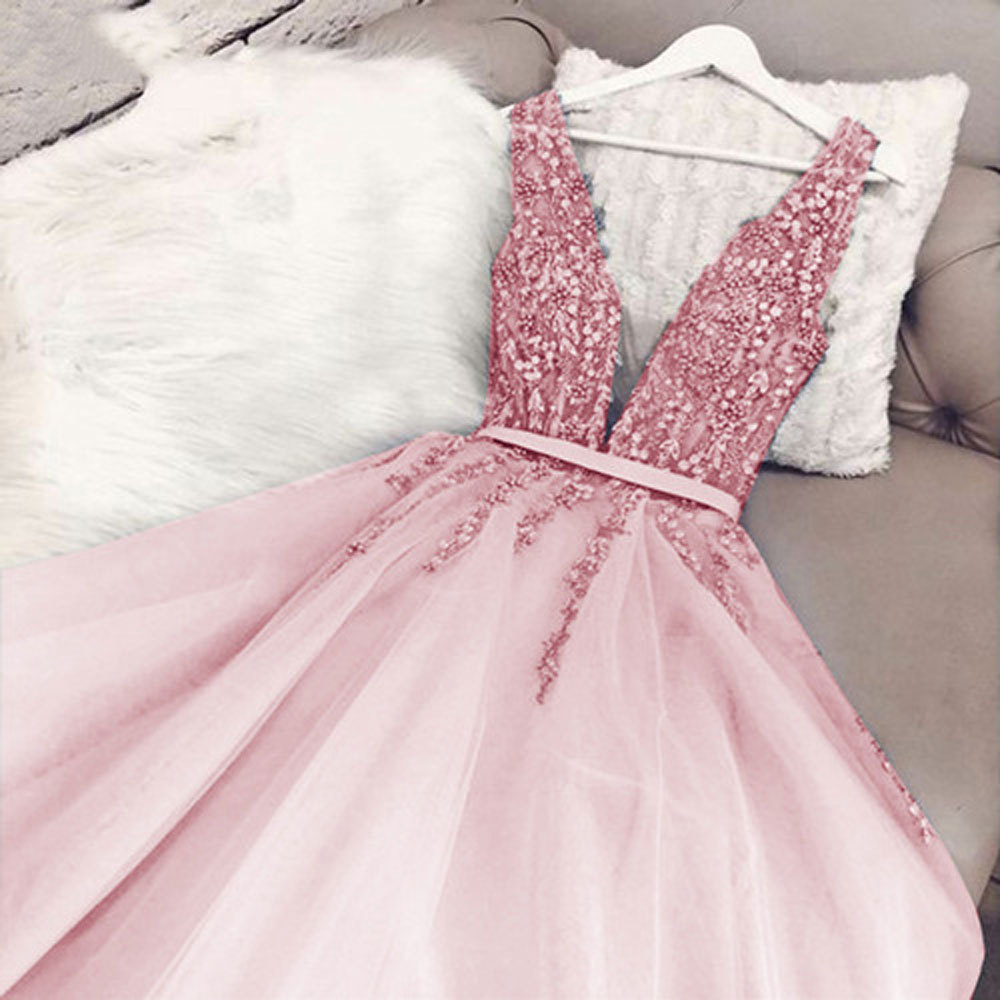 Comercio exterior europeo y americano Amazon AliExpress deseo nuevo profundo V pesado hecho a mano largo vestido de noche formal banquete