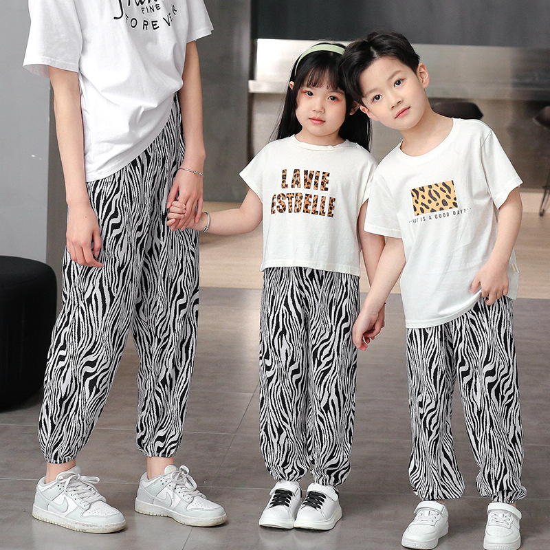 Nuevos pantalones a prueba de mosquitos para niños de verano Pantalones para padres e hijos pantalones a prueba de Mosquitos de algodón para niños Pantalones anchos para niñas bloomers algodón seda