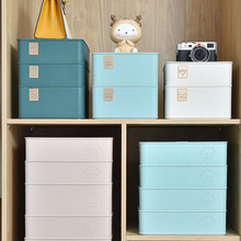 内衣收纳盒女士文胸整理盒带盖密封可叠加内裤盒加厚皮纹储物盒