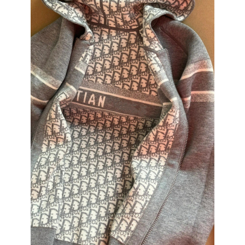 D High-End Version Cd Brand 2024 Autumn and Winter Reversible Monogram Letter Knit Wool Cardigan Jacket Unisex