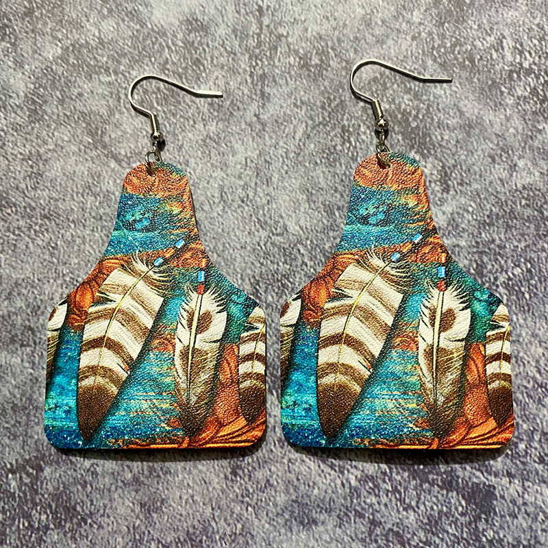 Pu Leather Material Wholesale Jewelry 1 Pair Retro Cross Water Droplets Pu Leather Drop Earrings