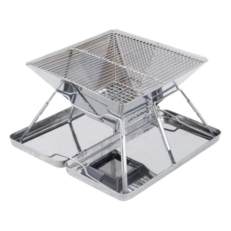Camping Firewood Stove Barbecue Grill Fire Pit Foldable Stainless Steel Camping Household Stove Rack Cross-Border Outdoor Supplies