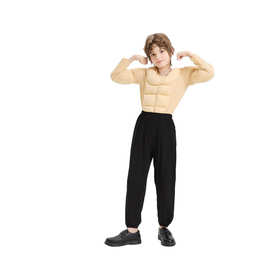 全套角色扮演假胸肌假腹肌上衣搞笑小男孩肌肉服装成人表演衣服
