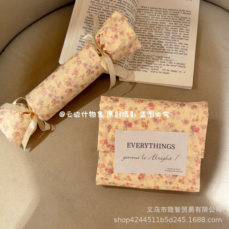 送贴纸高颜值温柔浪漫碎花雪梨纸节日礼品花束装饰中古礼物包装纸|undefined