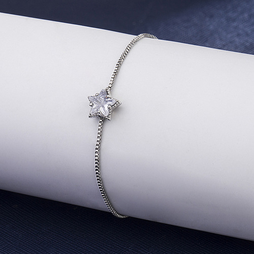 Japanese and Korean style light luxury diamond five-pointed star bracelet women's fashion simple star bracelet cute star diamond jewelry