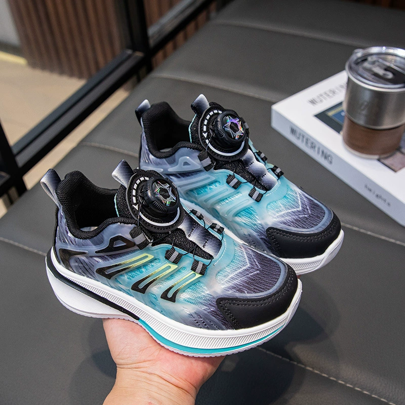 Детская обувь на пуговицах 2024 осень новый стиль дышащая беговая обувь для мальчиков спортивная обувь для мальчиков мягкая подошва повседневная обувь