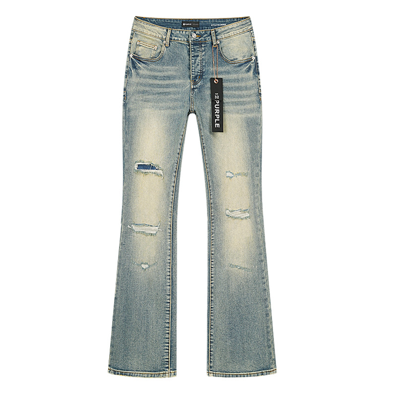 Comercio exterior transfronterizo mayorista purp1e estilo americano marca de alta calle agujero parche de tinta retrógrada lavado jeans pantalones cortos