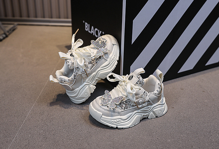Girls Princess Sneakers With Soft Sole And Sequin Butterfly_voghion.com