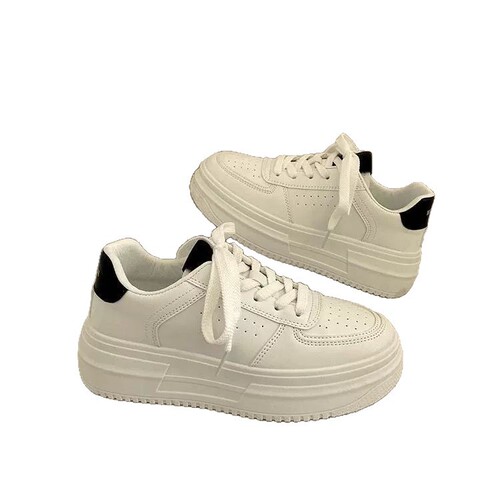 2025 Hong Kong Style Retro Thick Sole Platform Shoes for Children - New Chic Original White Shoes, Versatile Casual Baguette Shoes
