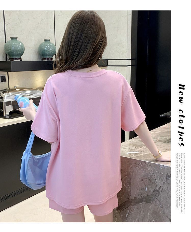 Women' Summer 2026 New Fahion Looe Korean Style Hooded Short Sleeve Sweathirt Caual Two-Piece Set With Sport_ecoleips.com