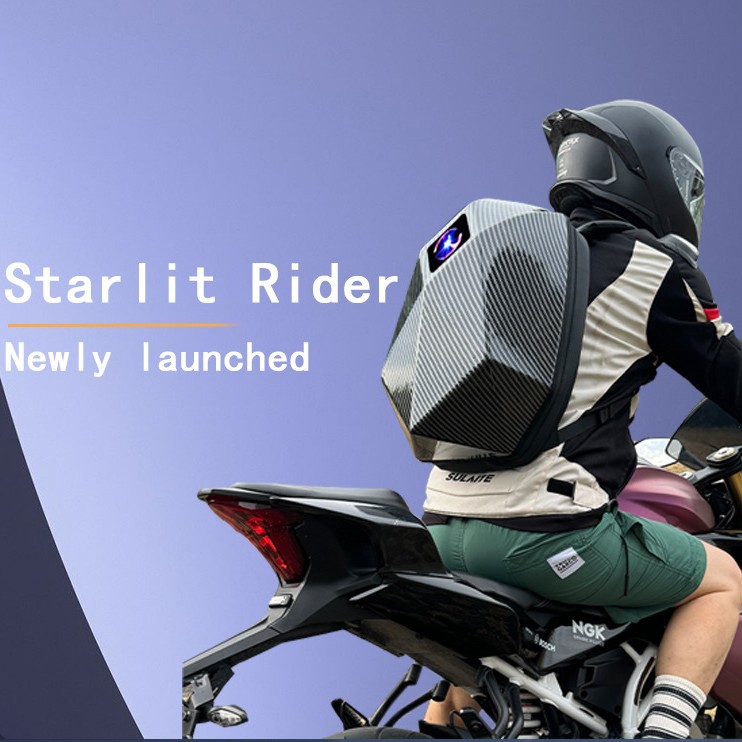 Bolsa LED motocicleta jinete duro mochila de hombro locomotora casco de fibra de carbono almacenamiento mochila bicicleta ligera