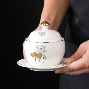 Hotel high-end Phnom Penh stew Cup white ceramic water-proof stew bowl printable LOGO club beauty salon tonic Bowl