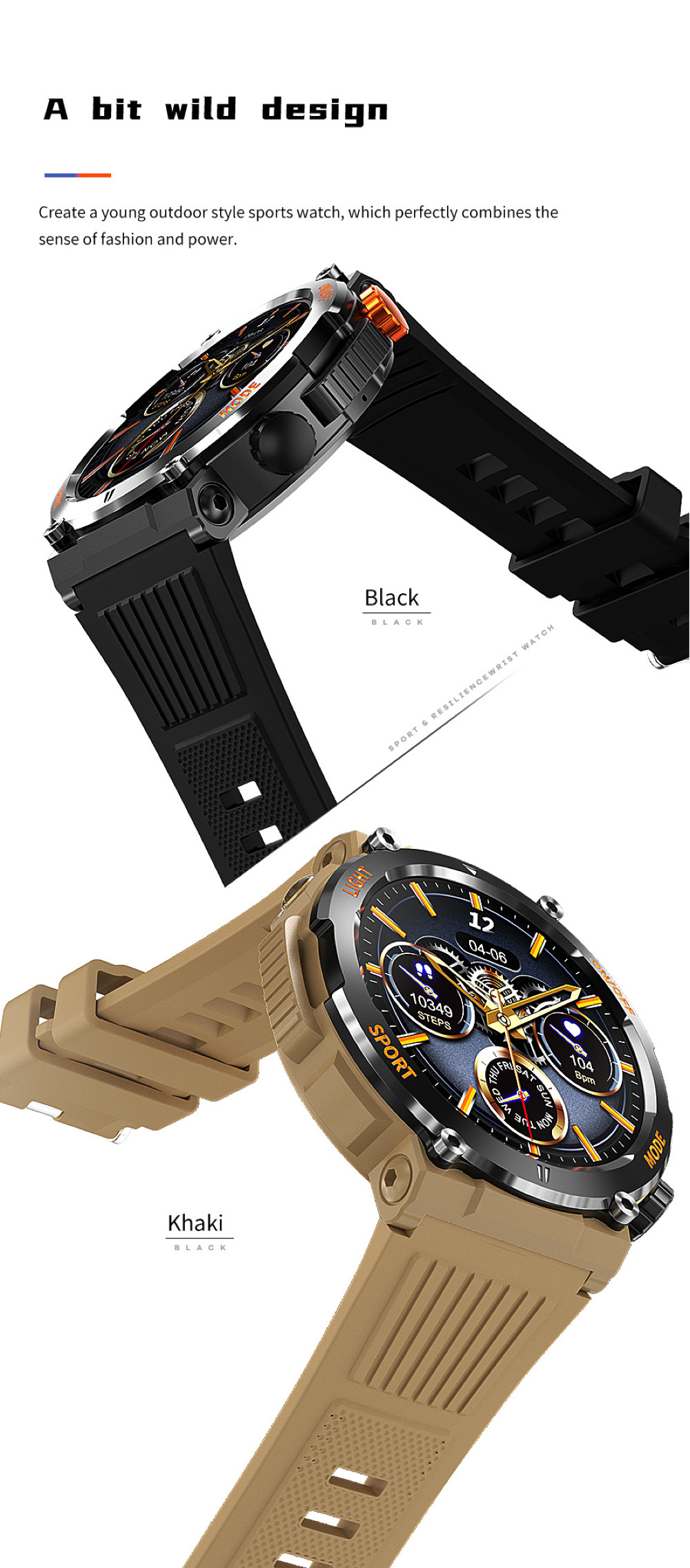 HT17 Smart Watch Herren Kompass LED Beleuchtung Outdoor Sport_voghion.com