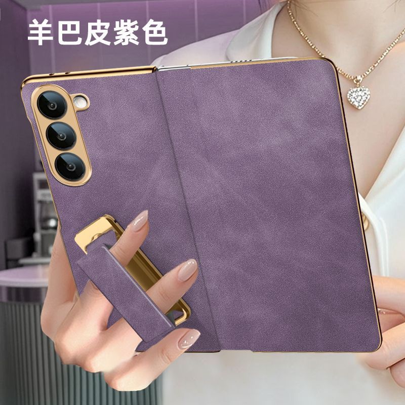 翻盖腕带支架羊巴皮适用zfold7壳Galaxy Z Fold7折叠屏全包保护套|undefined