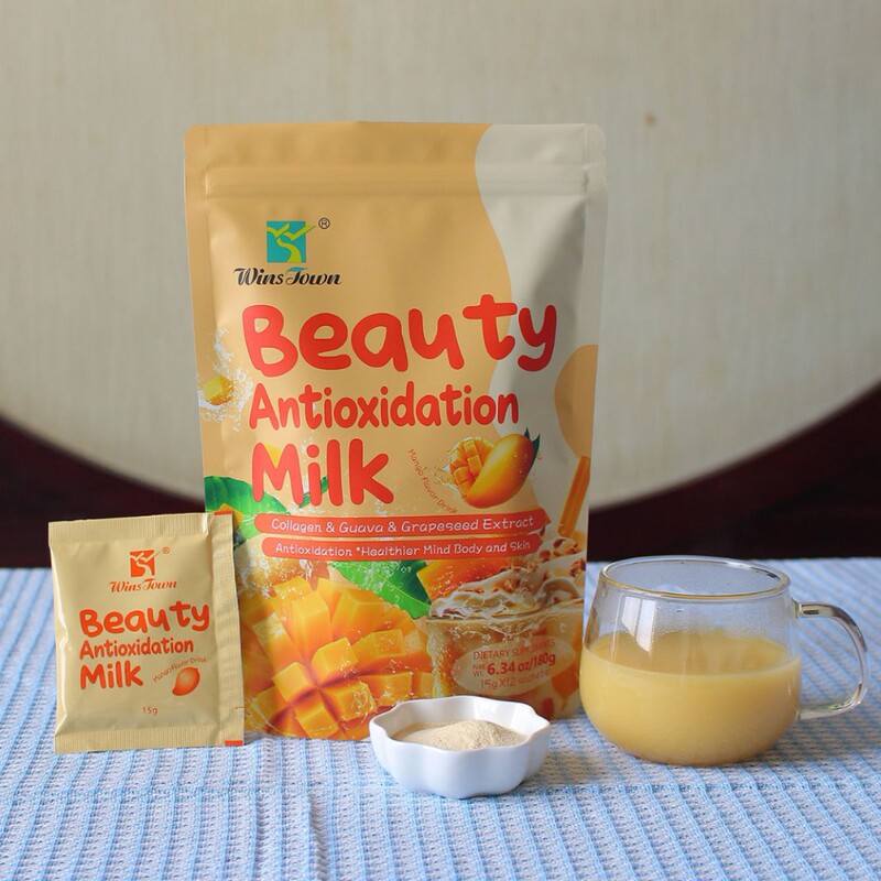 Cross-Border Ready-To-Ship Beauty Antioxidation Milk Anti-Aging Milk Mango Flavored Milk Tea