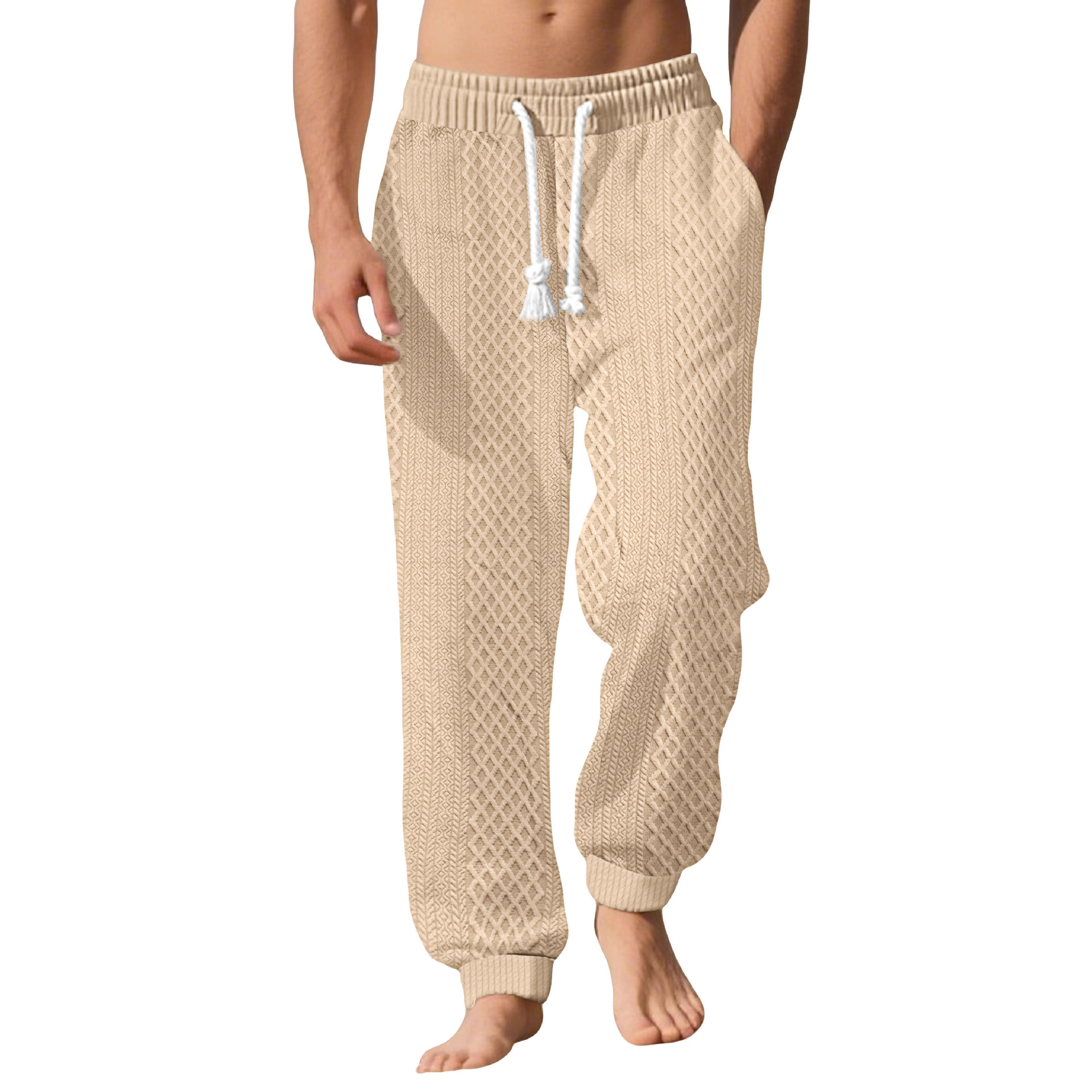 Nuevo hombre transfronterizo de Europa y Estados Unidos adecuado para el otoño y el invierno viajar Amazonas usar pantalones de waffle pantalones deportivos casuales