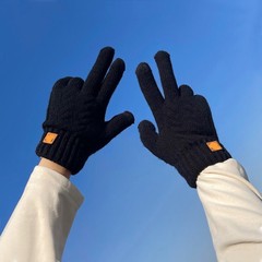 ニット手袋冬の女性の二重層ベルベット肥厚防寒暖かいサイクリング屋外タッチスクリーン手袋