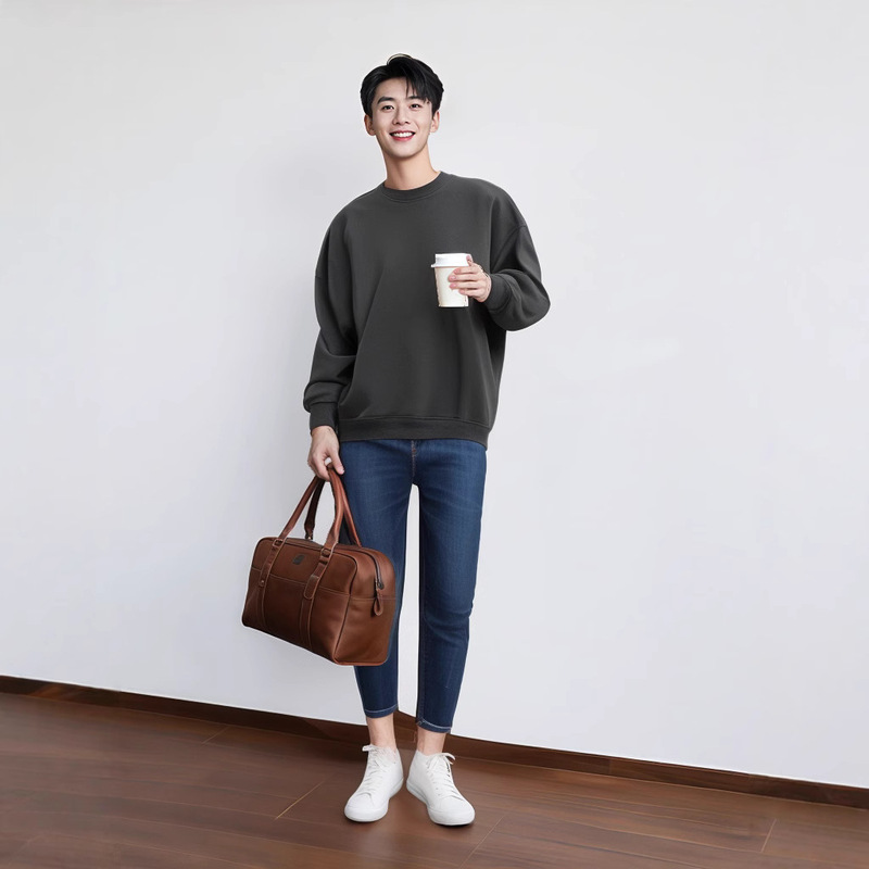 350g Tide Brand New Men's and Women's Loose Crewneck Sweater Pullover Top Solid Color Flame Velvet Warm Men's Sweater 350g Tide Brand New Men's and Women's Loose Crewneck Sweater Pullover Top Solid Color Flame Velvet Warm Men's Sweater