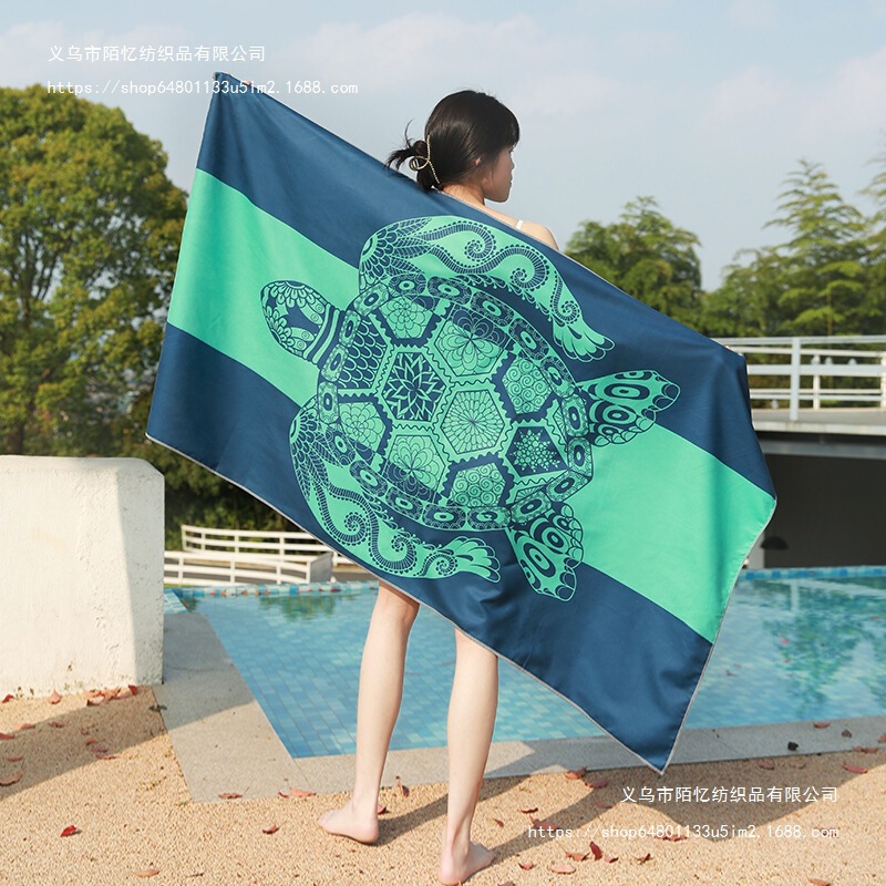 Swimming Quick-Drying Bath Towel Plus Large Portable Absorbent Towel Double-Sided Velvet Single-Sided Printed Seaside Foot Bath