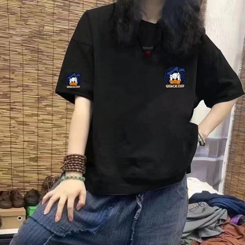 棉短袖T恤女2025夏季新款卡通宽松百搭韩版圆领上衣女ins风|undefined