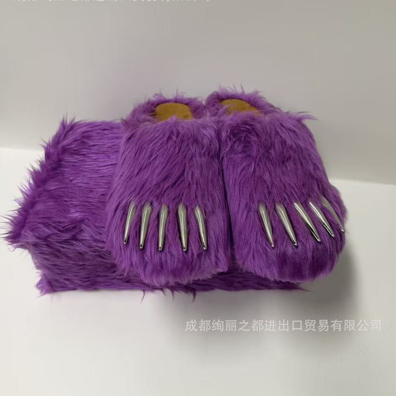 2026 European and American plush bear paw mule slippers for women, flat-soled, cute and adorable home slippers for autumn and winter 2026 European and American plush bear paw mule slippers for women, flat-soled, cute and adorable home slippers for autumn and winter