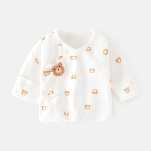 Newborn baby half-back inner clothes boneless pure cotton spring and autumn Velcro pajamas full moon monk clothes baby tops