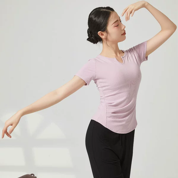 309 light purple short-sleeved single top