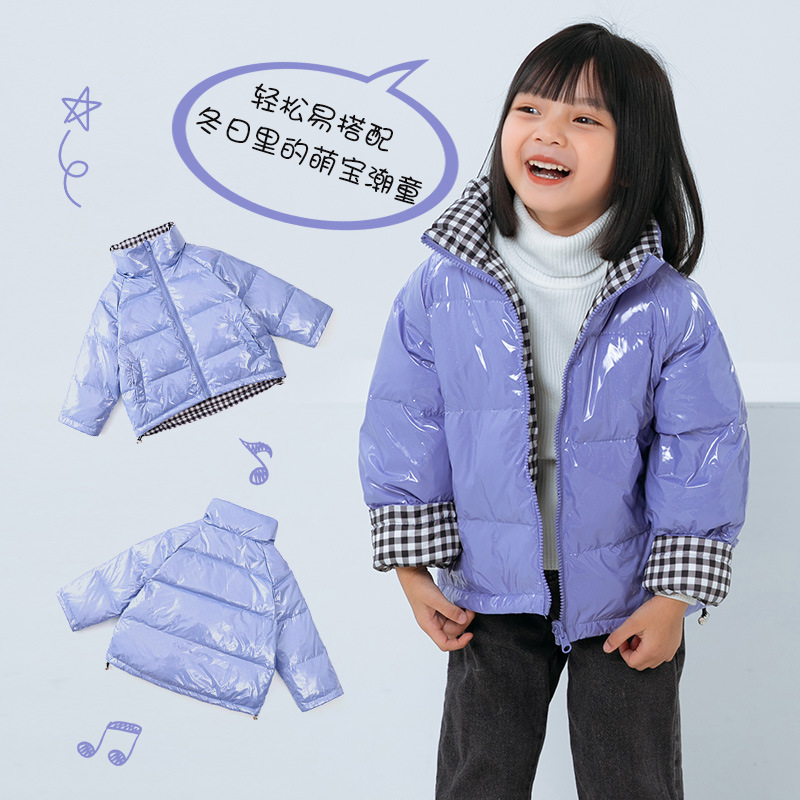 Otoño e invierno nuevos hombres y ropa de mujer niños medianos y grandes niños collar de pie chaqueta de doble cara sin lavado al por mayor