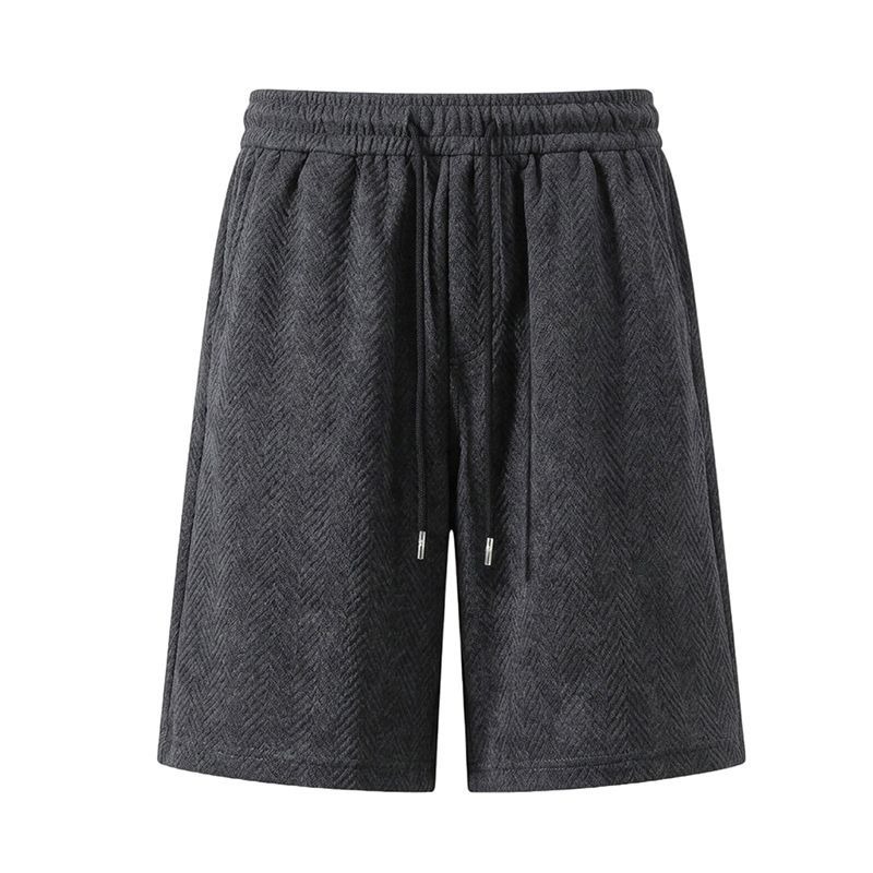 Herren-Shorts aus Eisseide mit Jacquard-Weizenährenmuster, atmungsaktiv, locker, Übergröße, lässige Sommerhose mit geradem Bein und Fünf-Punkt-Spitze_voghion.com