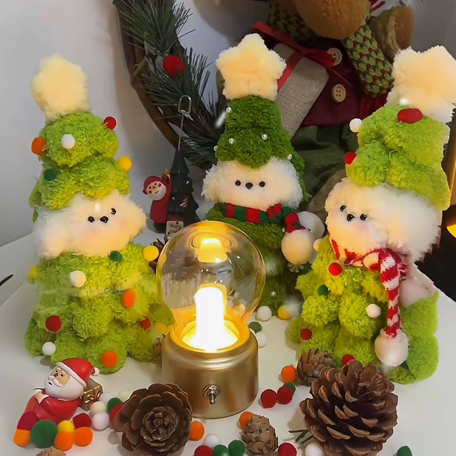 Рождественская елка крутит палку щенок оптом коралловый плюшевый материал diy Рождественская ручная готовая плюшевая игрушка