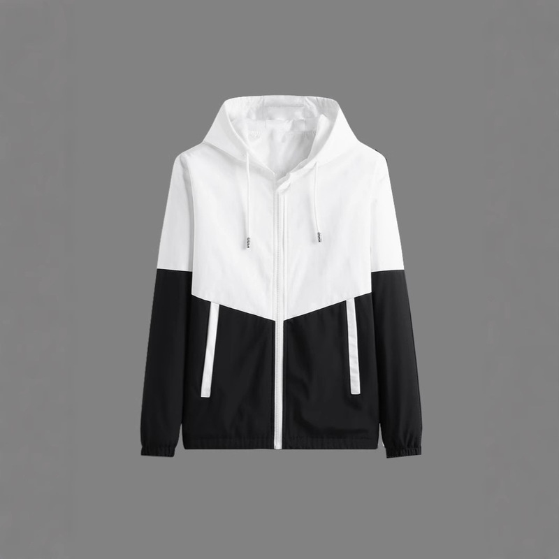 Foreign Trade Autumn and Winter Men's Casual Sports Jacket Men's Hooded Cardigan Color Matching Outdoor Sports Running Waterproof Jacket Foreign Trade Autumn and Winter Men's Casual Sports Jacket Men's Hooded Cardigan Color Matching Outdoor Sports Running Waterproof Jacket