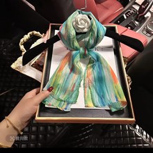 新款复古小领巾长条丝巾西丽纱薄款印花时尚百搭高级感丝巾批发